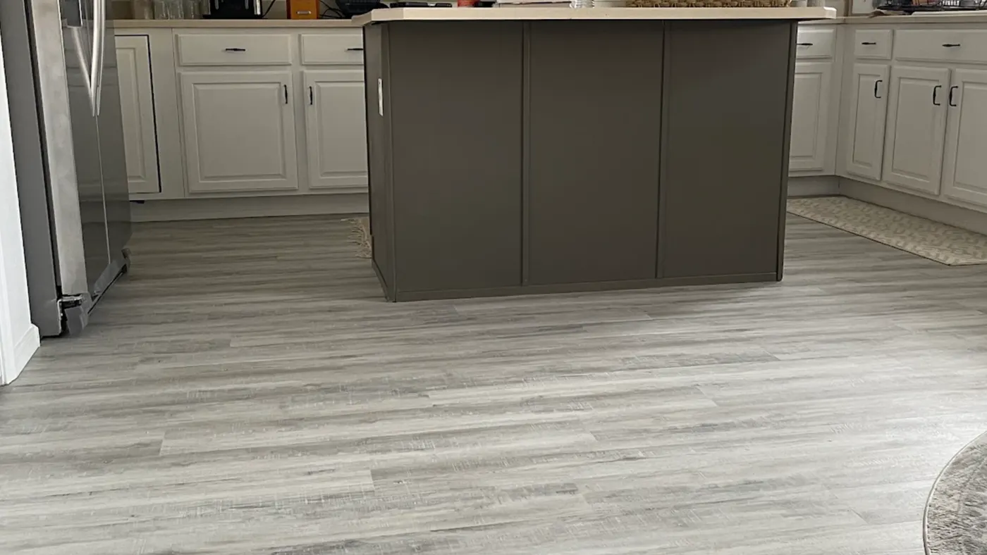 Luxury vinyl plank flooring in a kitchen