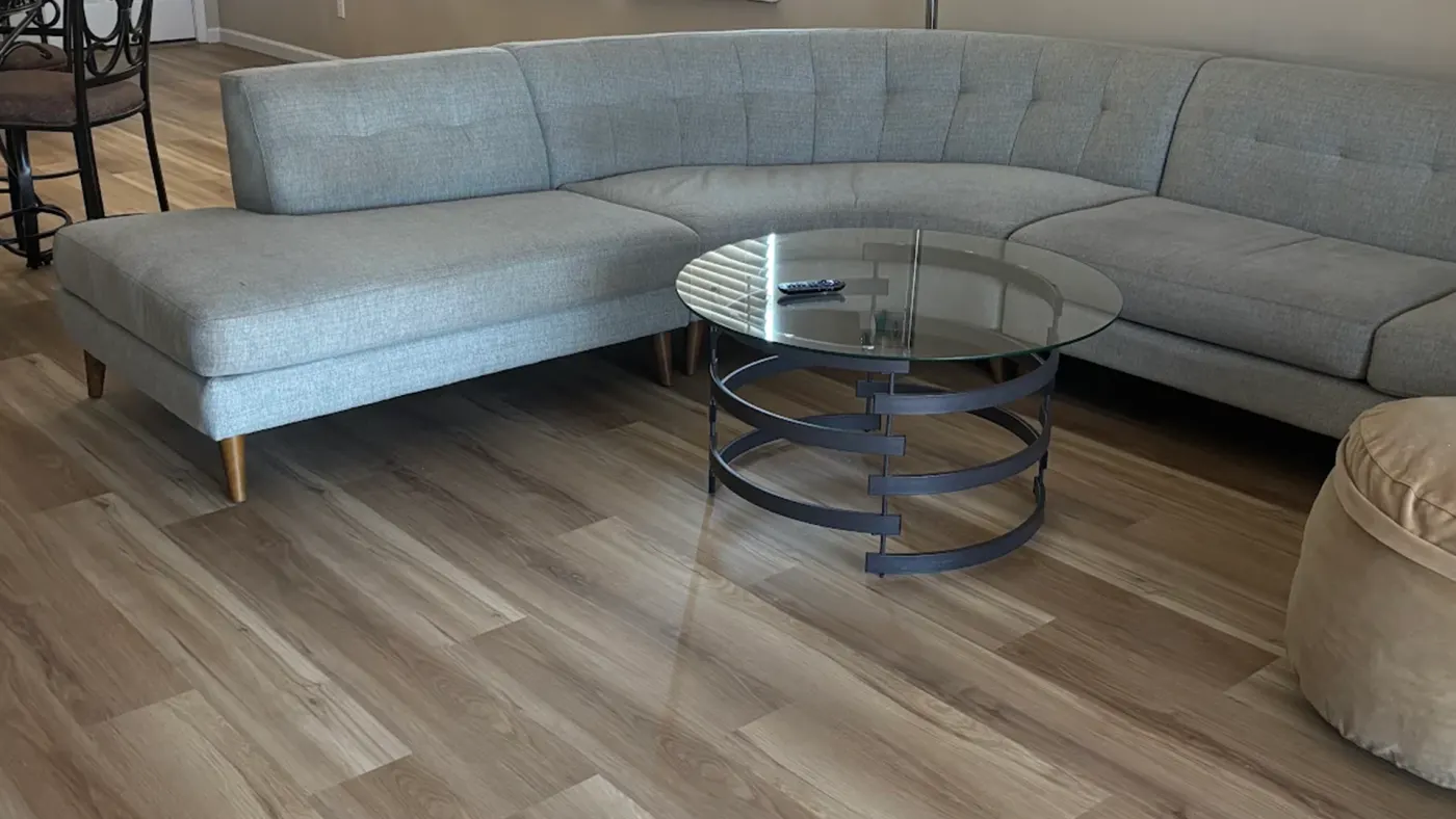 Flooring installation in progress